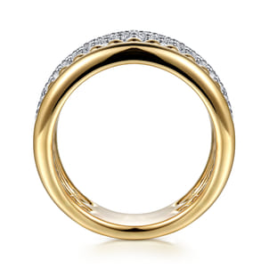 14K Yellow Gold Bujukan Diamond Ladies Easy Stackable Ring