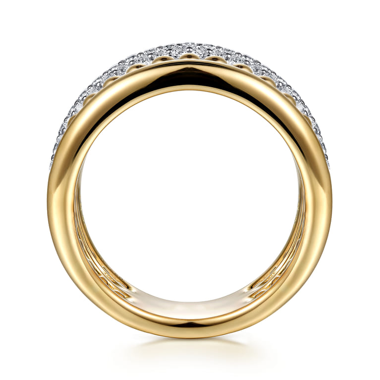 14K Yellow Gold Bujukan Diamond Ladies Easy Stackable Ring - 0.65 ct - Shot 2