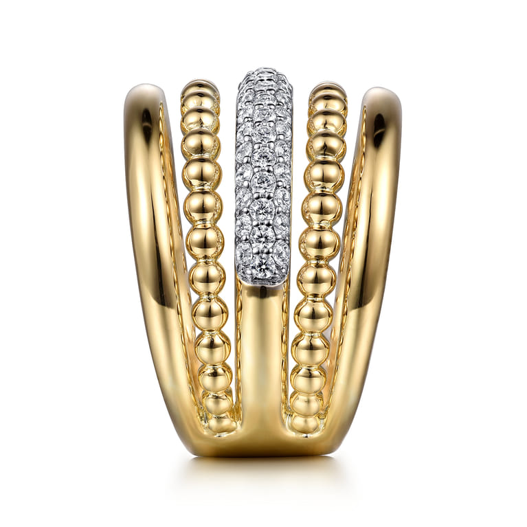 14K Yellow Gold Bujukan Diamond Ladies Easy Stackable Ring - 0.65 ct - Shot 4