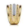 14K Yellow Gold Bujukan Diamond Ladies Easy Stackable Ring - 0.65 ct