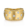 14K Yellow Gold Bujukan Diamond Ladies Wide Band Ring - 0.6 ct