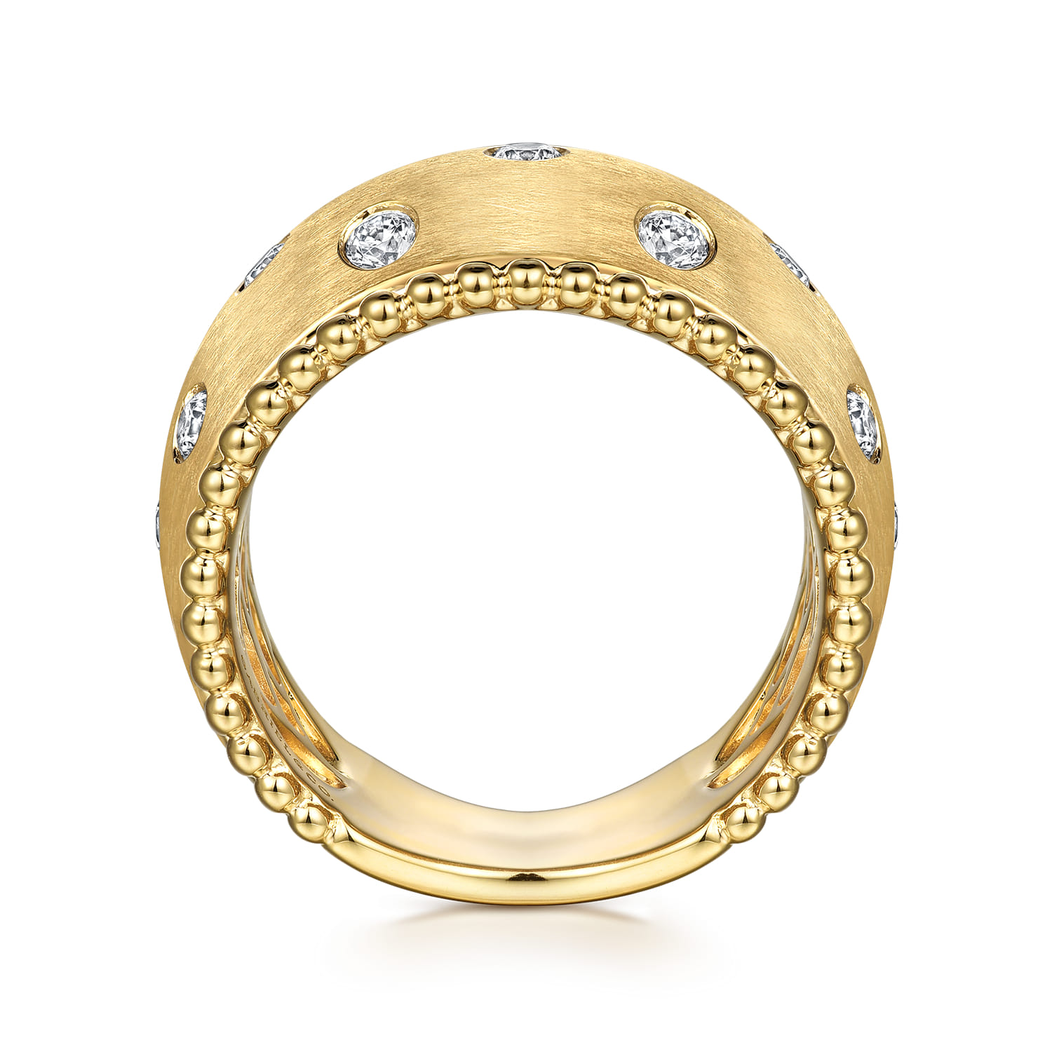 14K Yellow Gold Bujukan Diamond Ladies Wide Band Ring - 0.6 ct - Shot 2