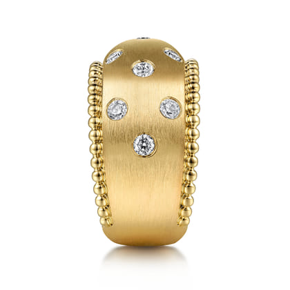 14K Yellow Gold Bujukan Diamond Ladies Wide Band Ring