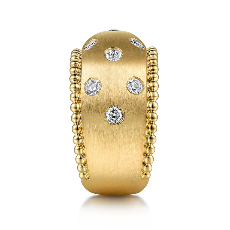 14K Yellow Gold Bujukan Diamond Ladies Wide Band Ring - 0.6 ct - Shot 4