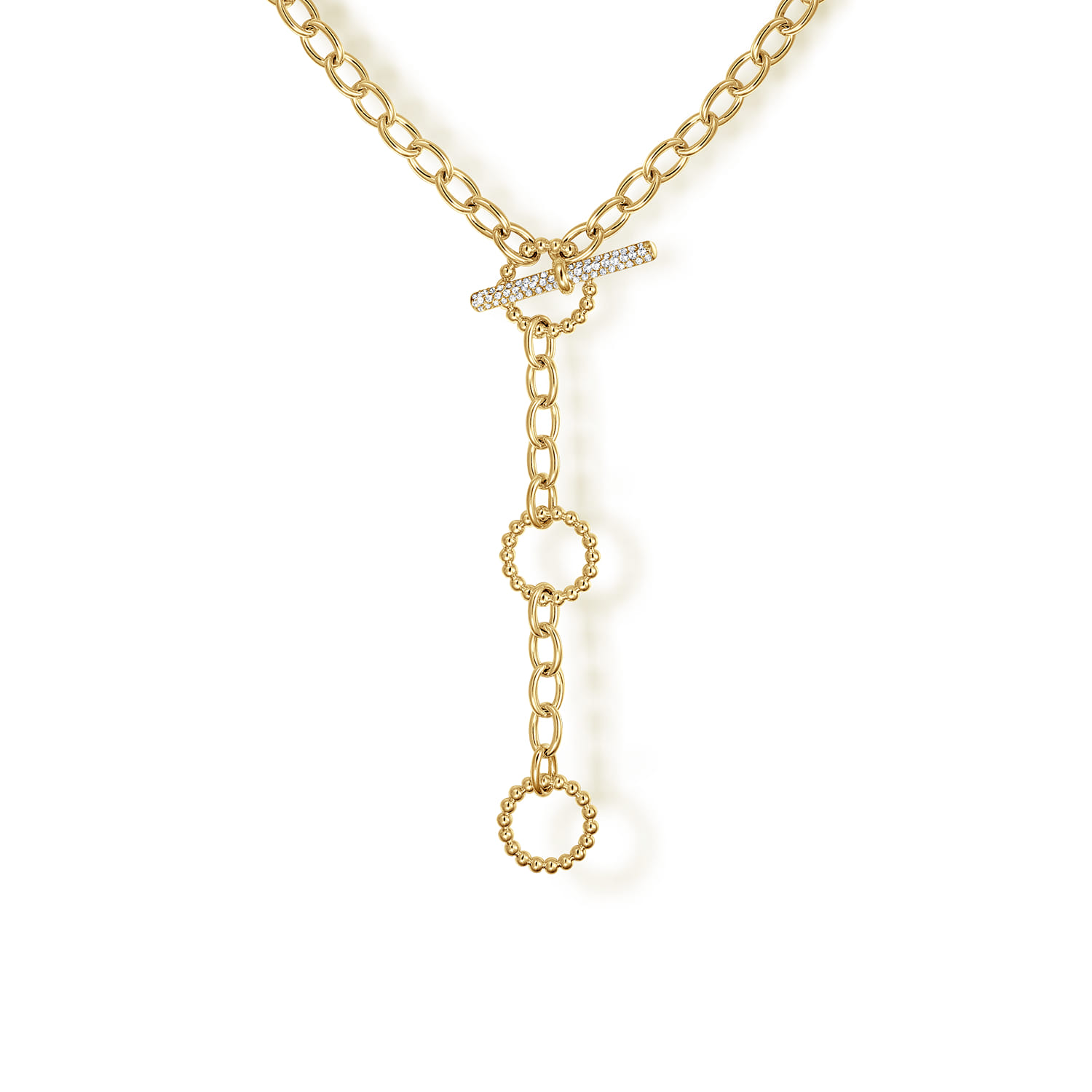 14K Yellow Gold Bujukan Diamond Link Y-Necklace - Shot 1