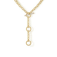 14K Yellow Gold Bujukan Diamond Link Y Necklace