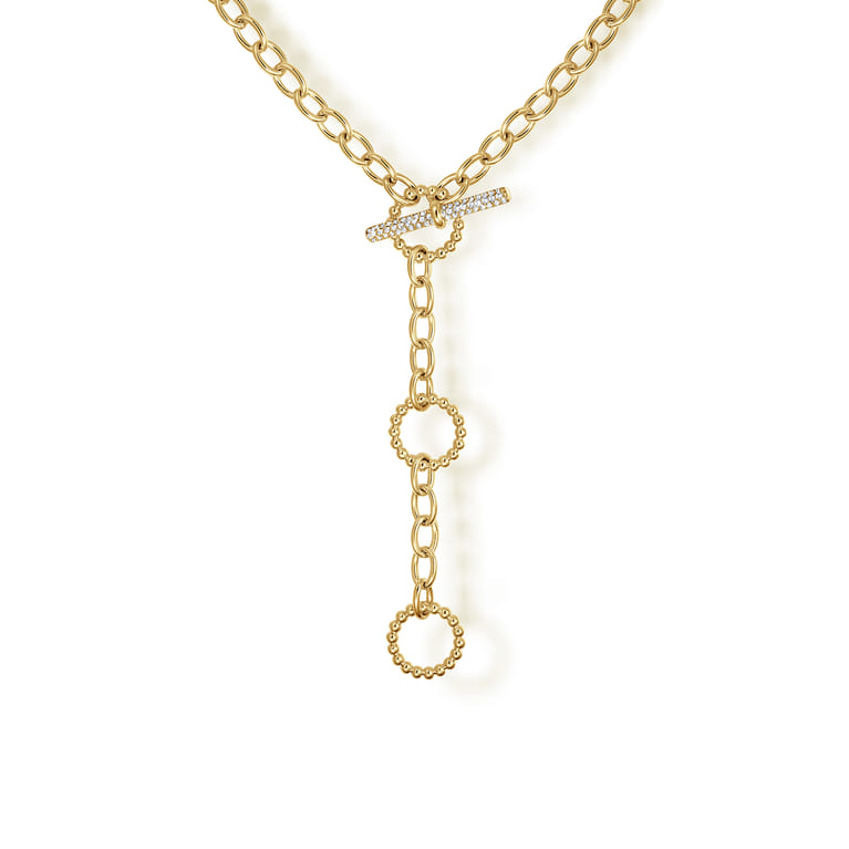 14K Yellow Gold Bujukan Diamond Link Y-Necklace - Shot 1