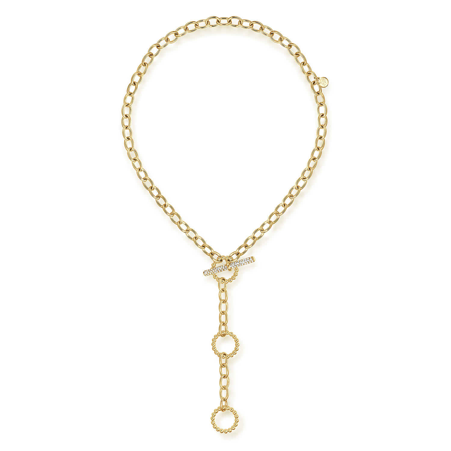 14K Yellow Gold Bujukan Diamond Link Y-Necklace - Shot 2