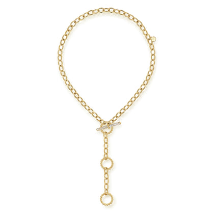 14K Yellow Gold Bujukan Diamond Link Y-Necklace