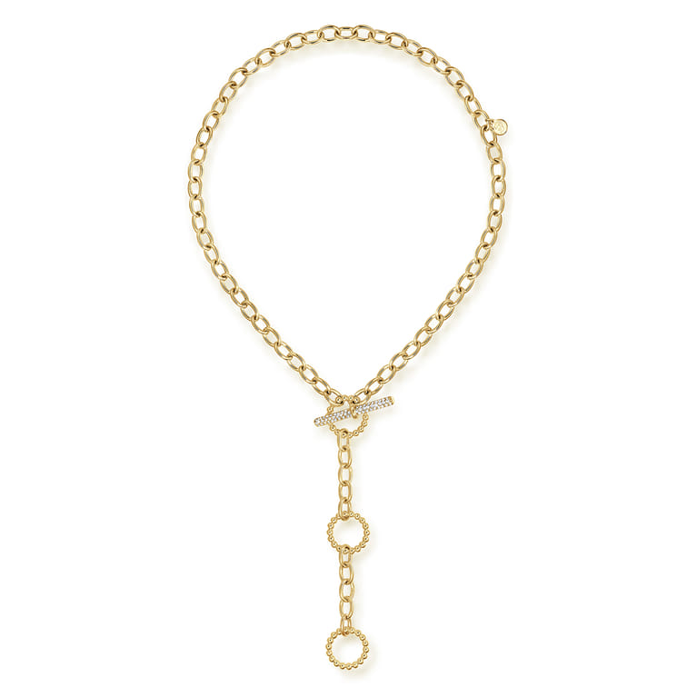 14K Yellow Gold Bujukan Diamond Link Y-Necklace - Shot 2
