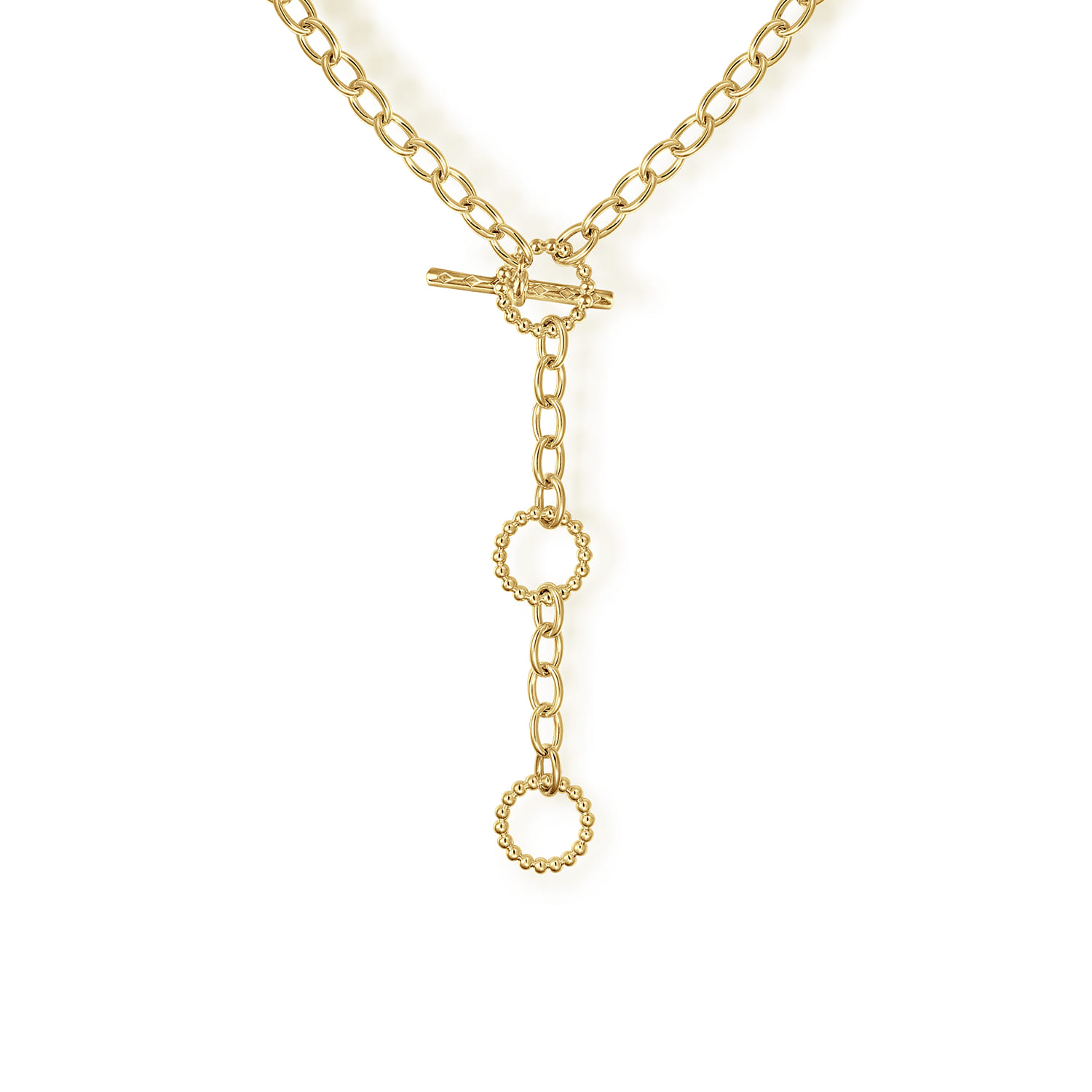14K Yellow Gold Bujukan Diamond Link Y-Necklace - Shot 3