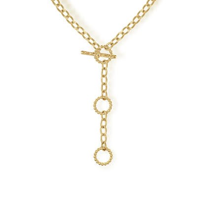 14K Yellow Gold Bujukan Diamond Link Y-Necklace
