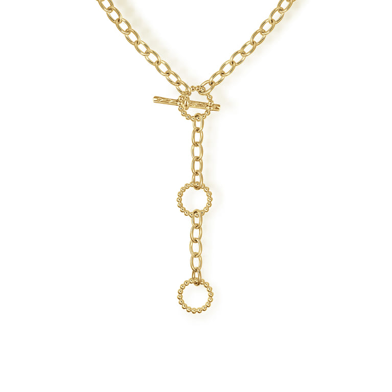 14K Yellow Gold Bujukan Diamond Link Y-Necklace - Shot 3