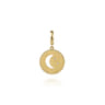 14K Yellow Gold Bujukan Diamond Moon and Star Medallion Pendant With Detachable Bail - 0.01 ct
