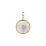 14K Yellow Gold Bujukan Diamond  Mother of Pearl Starburst Medallion Pendant With Detachable Bail - 0.22 ct