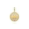 14K Yellow Gold Bujukan Diamond  Mother of Pearl Starburst Medallion Pendant With Detachable Bail - 0.22 ct
