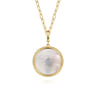 14K Yellow Gold Bujukan Diamond  Mother of Pearl Starburst Medallion Pendant With Detachable Bail - 0.22 ct