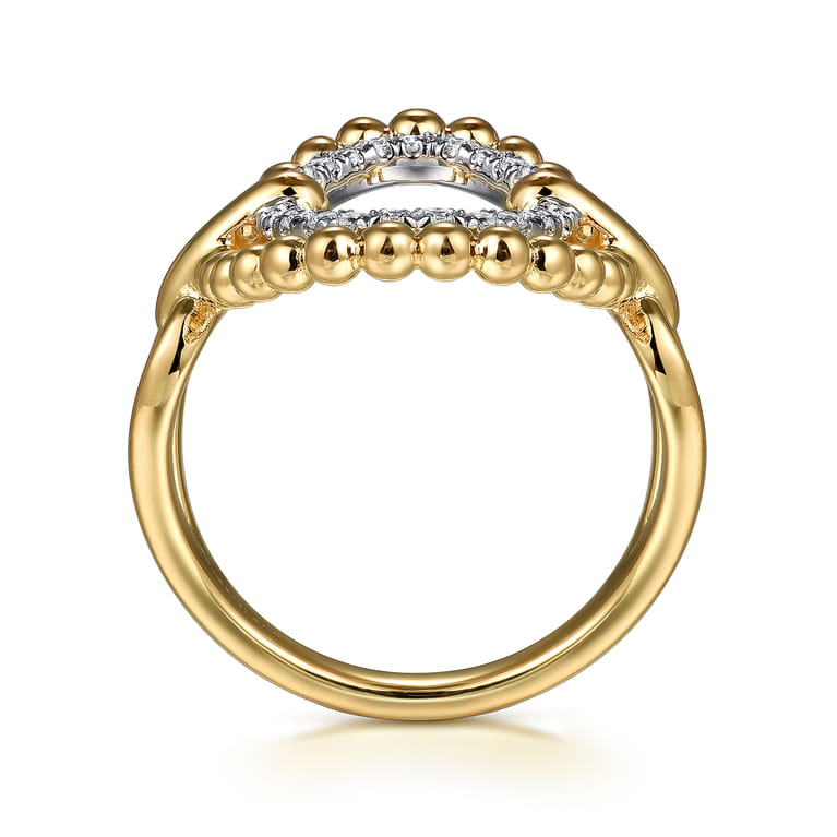 14K Yellow Gold Bujukan Diamond Oval Fashion Ring - 0.17 ct - Shot 2