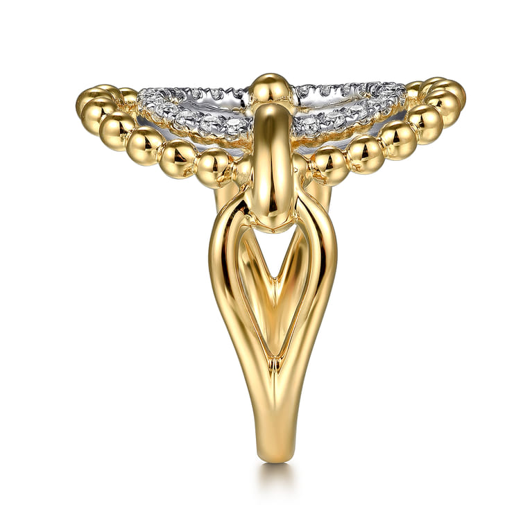 14K Yellow Gold Bujukan Diamond Oval Fashion Ring - 0.17 ct - Shot 4