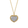 14K Yellow Gold Bujukan Diamond Pave Heart Necklace - 0.25 ct