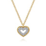 14K Yellow Gold Bujukan Diamond Pave Heart Pendant Necklace - 0.07 ct