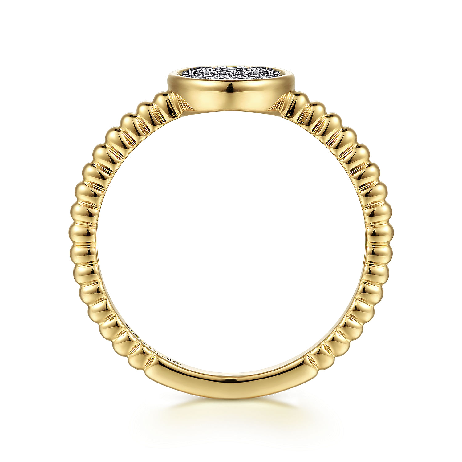 14K Yellow Gold Bujukan Diamond Pave Oval Signet Ring