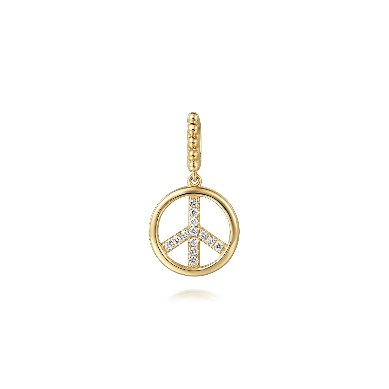 14K Yellow Gold Bujukan Diamond Peace Charm With Detachable Bail - 0.16 ct - Shot 1