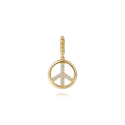 14K Yellow Gold Bujukan Diamond Peace Charm With Detachable Bail