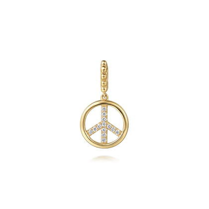14K Yellow Gold Bujukan Diamond Peace Charm With Detachable Bail