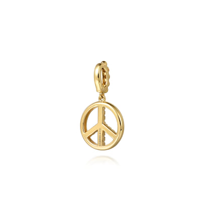 14K Yellow Gold Bujukan Diamond Peace Charm With Detachable Bail