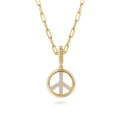 14K Yellow Gold Bujukan Diamond Peace Charm With Detachable Bail