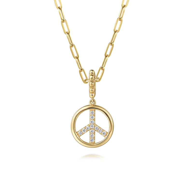 14K Yellow Gold Bujukan Diamond Peace Charm With Detachable Bail - 0.16 ct - Shot 3