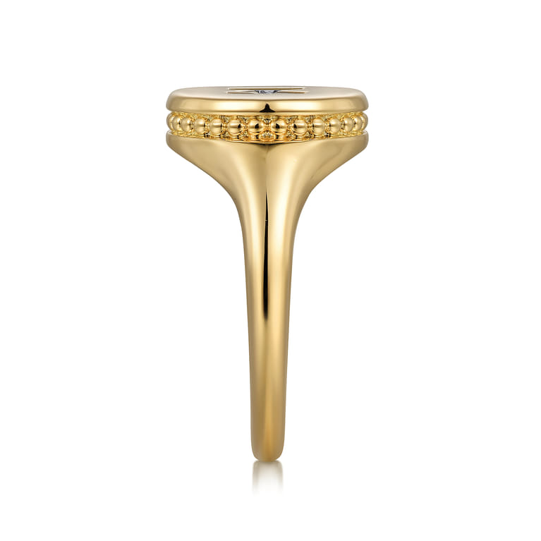 14K Yellow Gold Bujukan Diamond S Initial Signet Ring - 0.06 ct - Shot 4