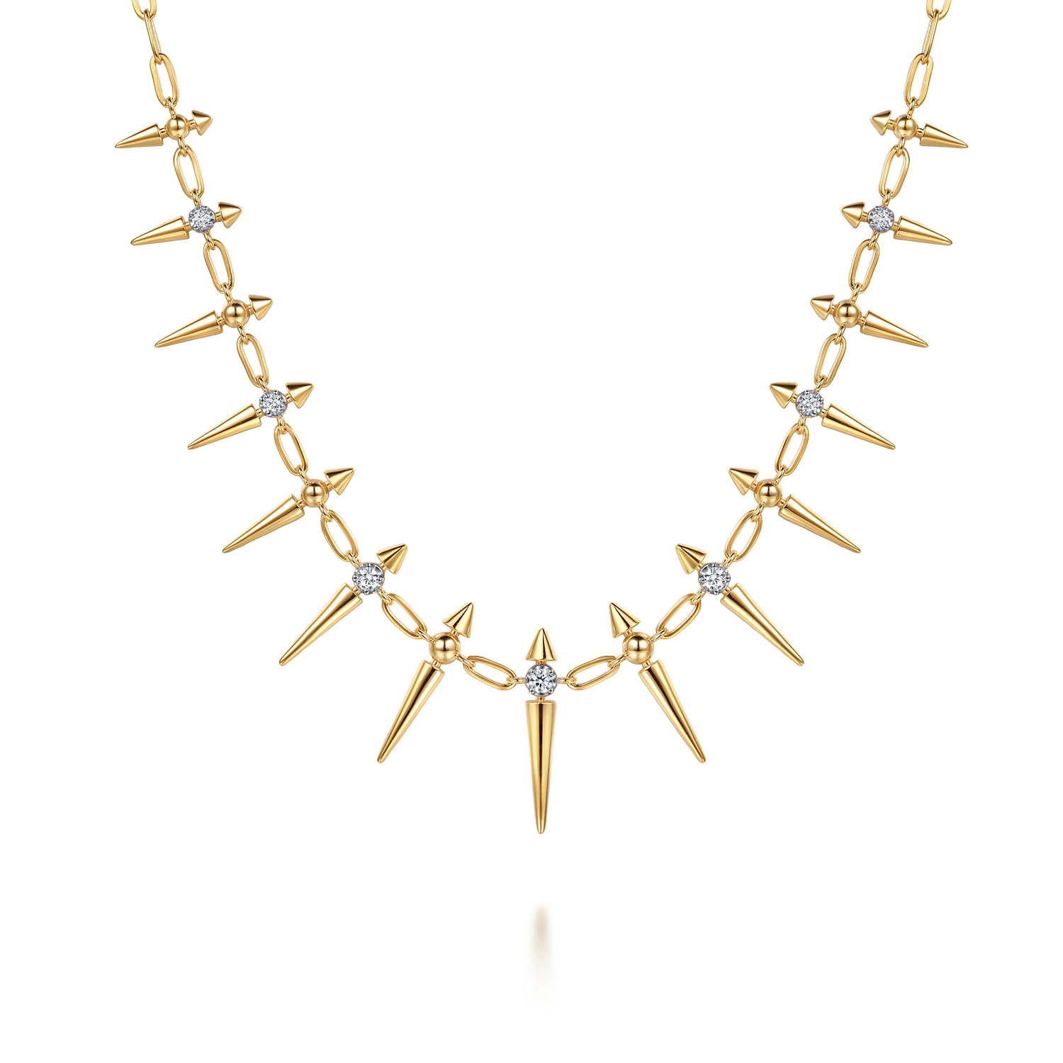 14K Yellow Gold Bujukan Diamond Spike Droplet Necklace