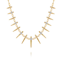 14K Yellow Gold Bujukan Diamond Spike Droplet Necklace