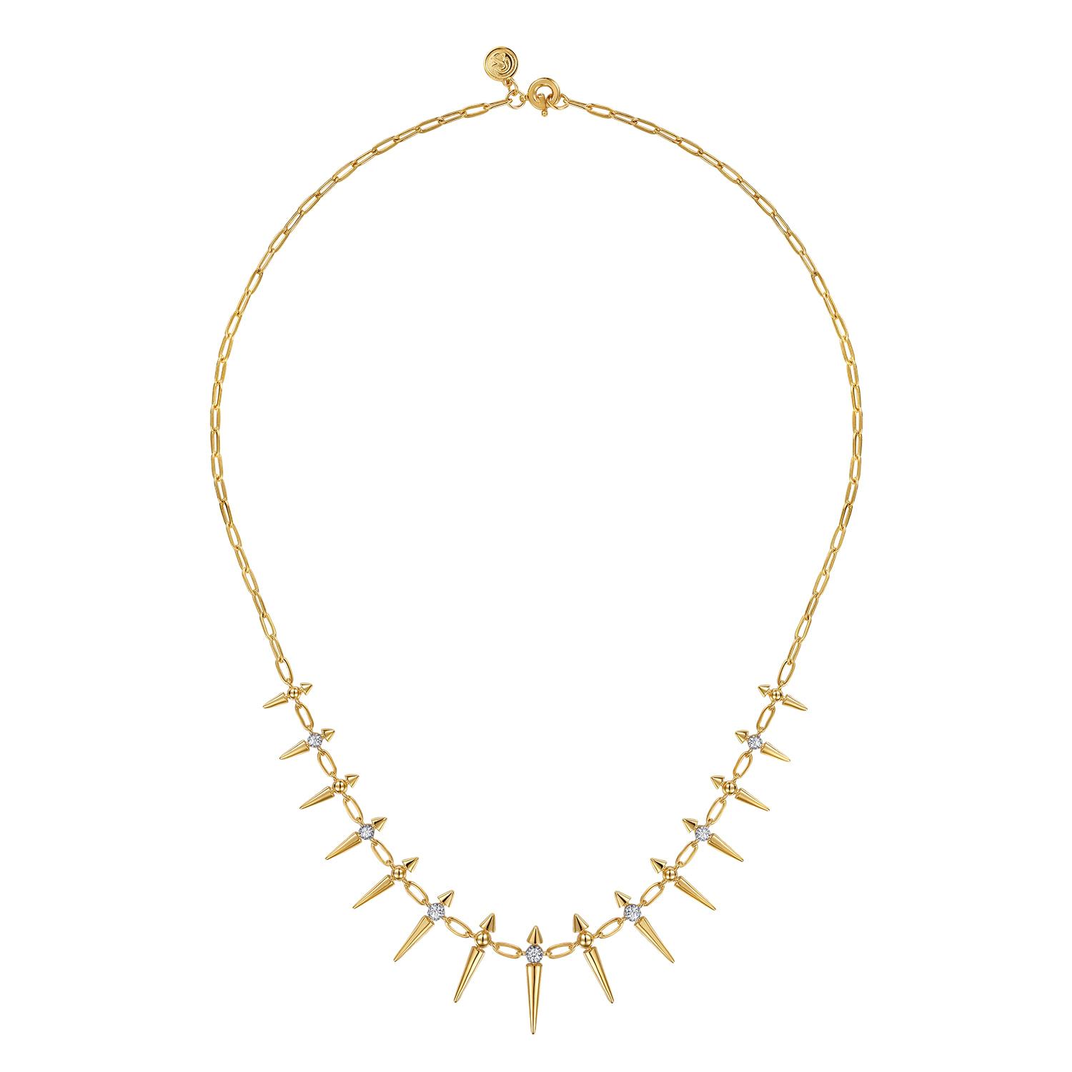 14K Yellow Gold Bujukan Diamond Spike Droplet Necklace
