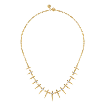 14K Yellow Gold Bujukan Diamond Spike Droplet Necklace
