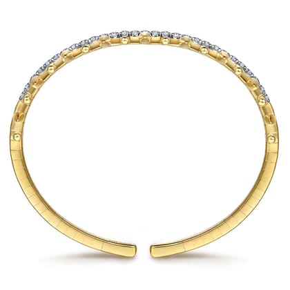 14K Yellow Gold Bujukan Diamond Spike Flexible Cuff Bracelet
