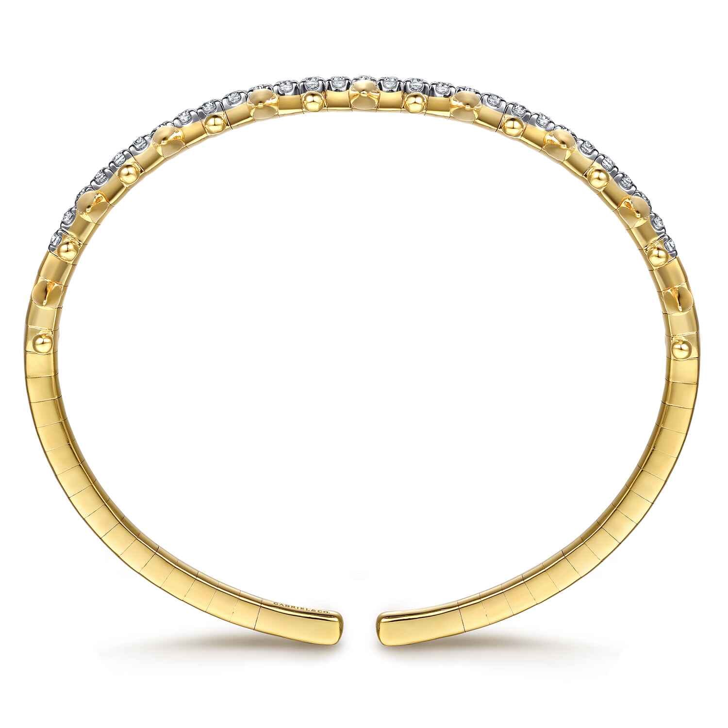 14K Yellow Gold Bujukan Diamond Spike Flexible Cuff Bracelet - 0.75 ct - Shot 3