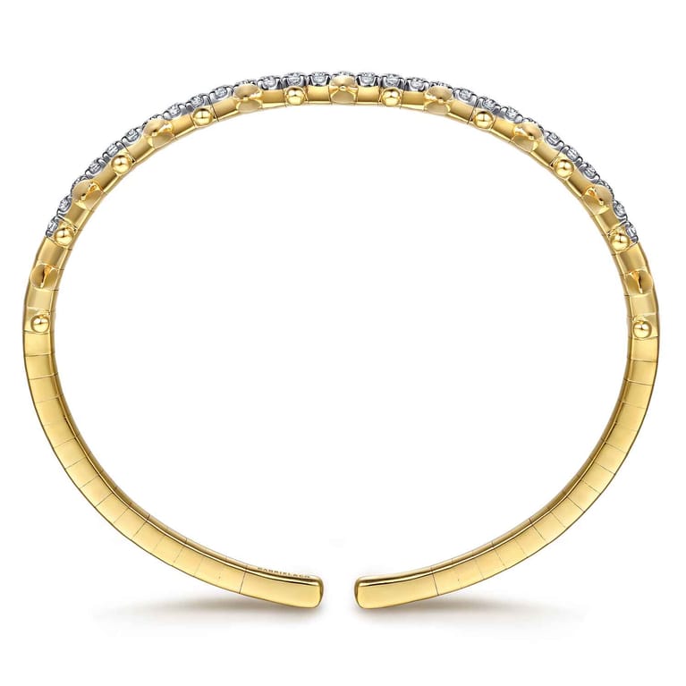 14K Yellow Gold Bujukan Diamond Spike Flexible Cuff Bracelet - 0.75 ct - Shot 3