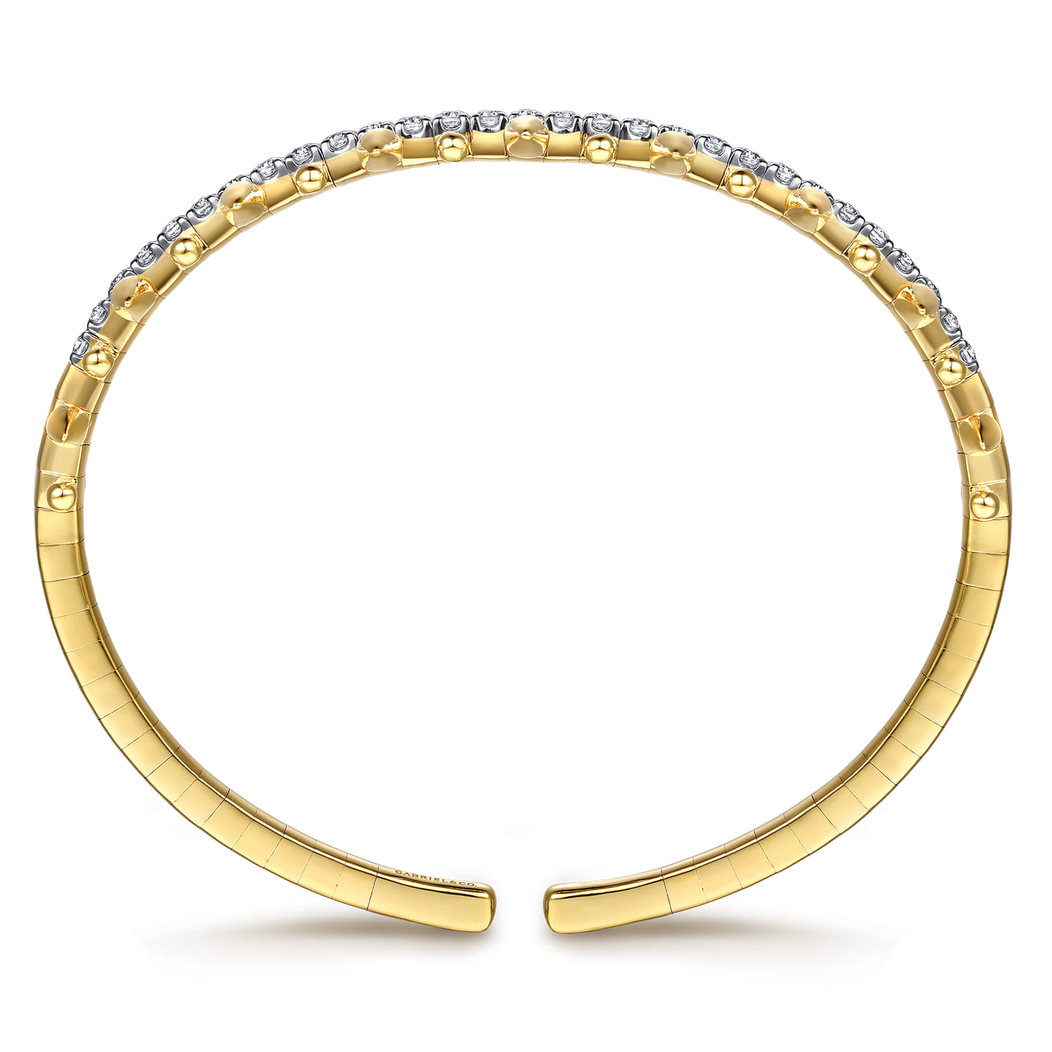 14K Yellow Gold Bujukan Diamond Spike Flexible Cuff Bracelet - 0.75 ct - Shot 3