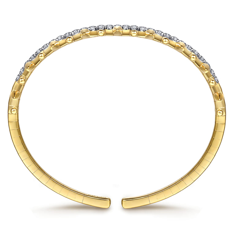 14K Yellow Gold Bujukan Diamond Spike Flexible Cuff Bracelet - 0.75 ct - Shot 3