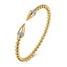 14K Yellow Gold Bujukan Diamond Spike Open Bangle Bracelet - 0.2 ct