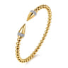 14K Yellow Gold Bujukan Diamond Spike Open Bangle Bracelet - 0.2 ct