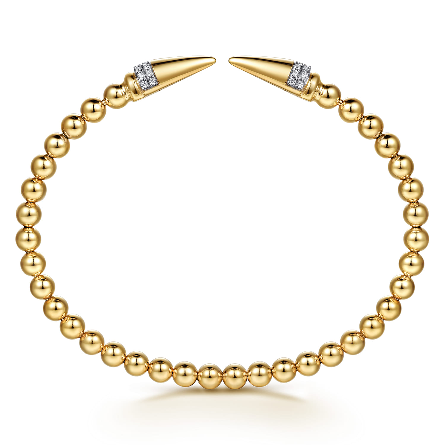 14K Yellow Gold Bujukan Diamond Spike Open Bangle Bracelet - 0.2 ct - Shot 3