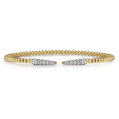 14K Yellow Gold Bujukan Diamond Spikes Split Bangle