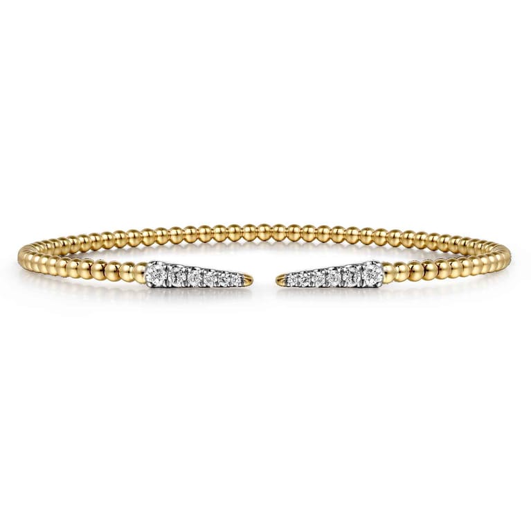 14K Yellow Gold Bujukan Diamond Spikes Split Bangle - 0.25 ct - Shot 1