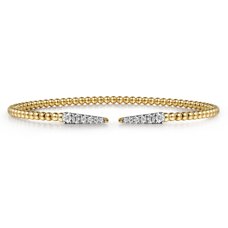 14K Yellow Gold Bujukan Diamond Spikes Split Bangle - 0.25 ct - Shot 1