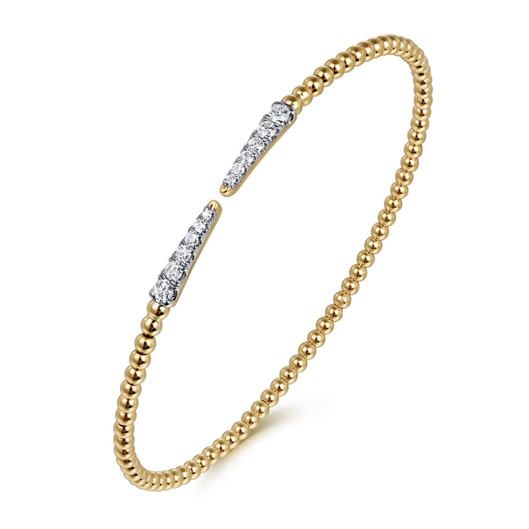 14K Yellow Gold Bujukan Diamond Spikes Split Bangle - 0.25 ct - Shot 2