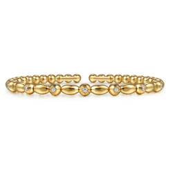 14K Yellow Gold Bujukan Diamond Split Bangle Bracelet